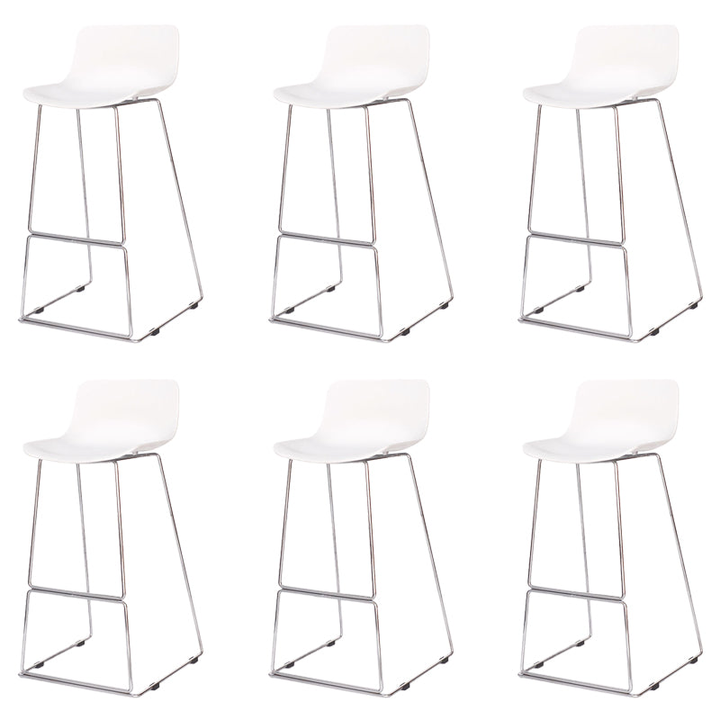 Contemporary Plastic Dining Stools Armless Bar Stools with Metal Base