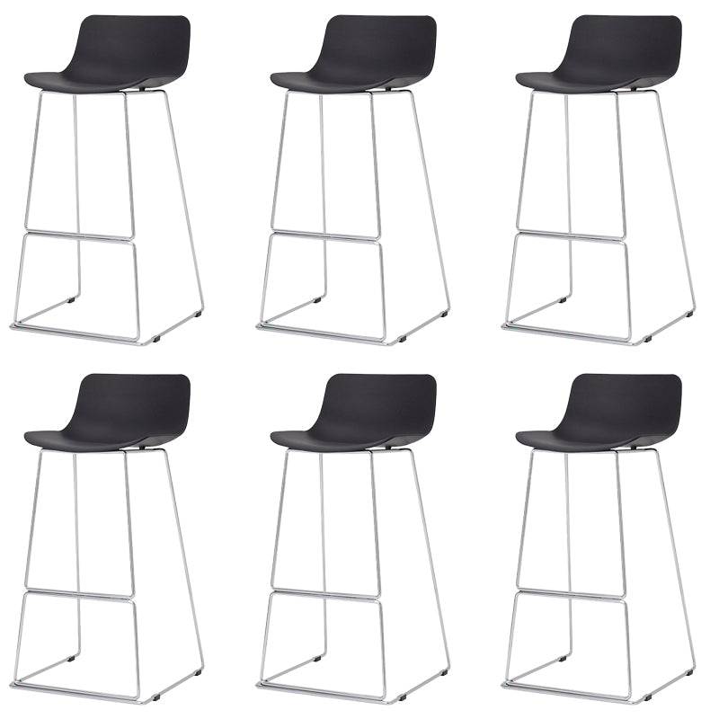 Contemporary Plastic Dining Stools Armless Bar Stools with Metal Base