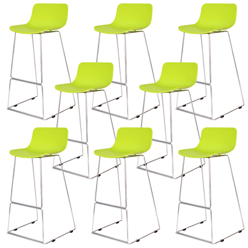 Contemporary Plastic Dining Stools Armless Bar Stools with Metal Base