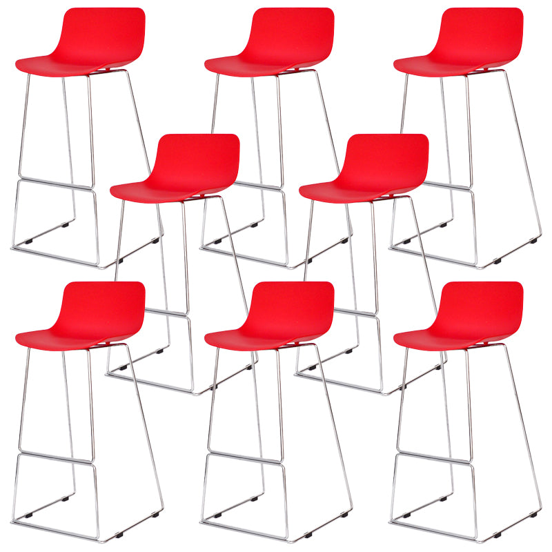 Contemporary Plastic Dining Stools Armless Bar Stools with Metal Base