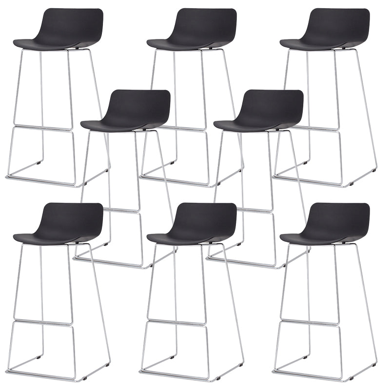 Contemporary Plastic Dining Stools Armless Bar Stools with Metal Base