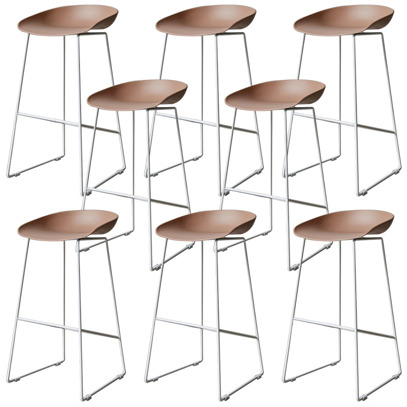 Contemporary Plastic Dining Stools Armless Bar Stools with Footrest