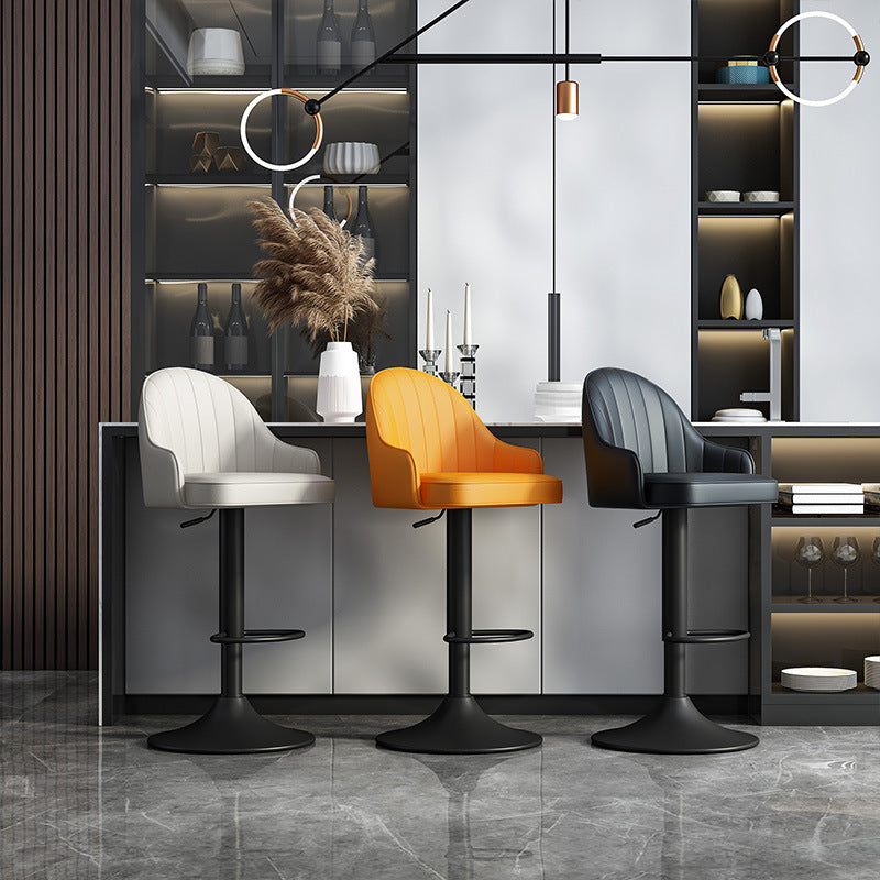 Glam Dining Stools Adjustable Height Bar Stools with Metal Base