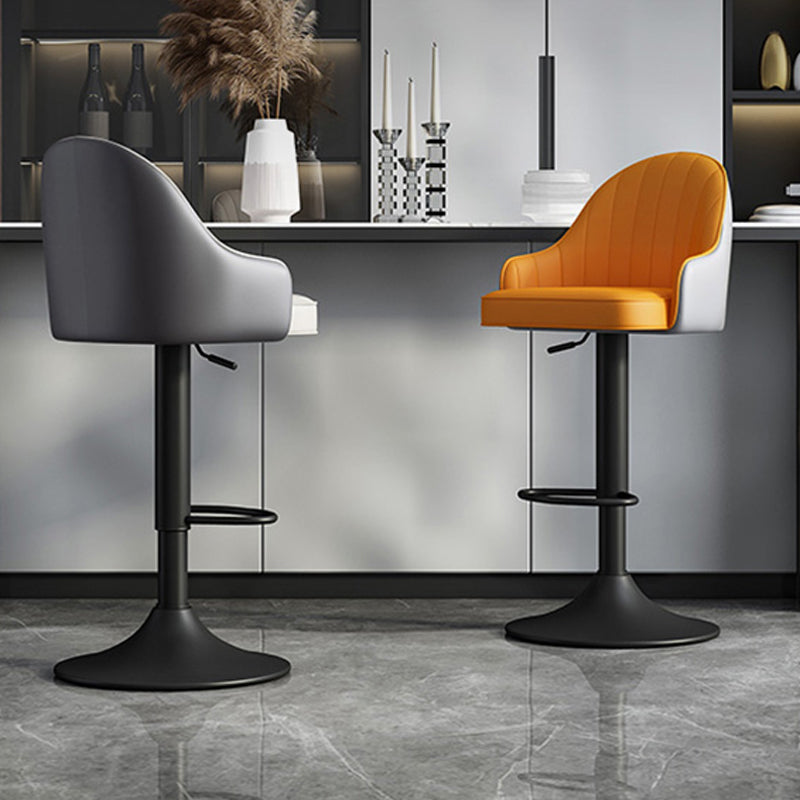 Glam Dining Stools Adjustable Height Bar Stools with Metal Base