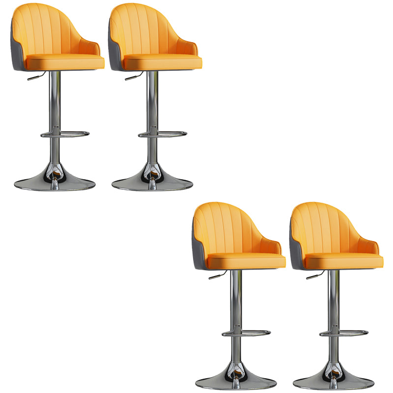 Glam Dining Stools Adjustable Height Bar Stools with Metal Base