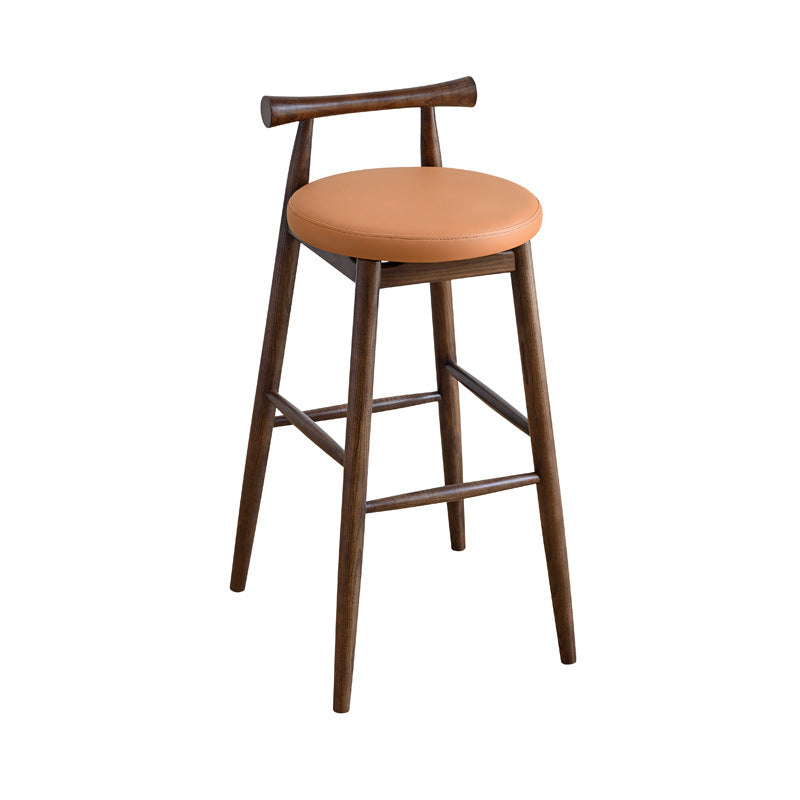 Faux Leather Armless Dining Stools Industrial Bar Stool with Wood Base