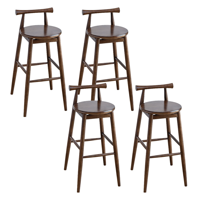 Faux Leather Armless Dining Stools Industrial Bar Stool with Wood Base