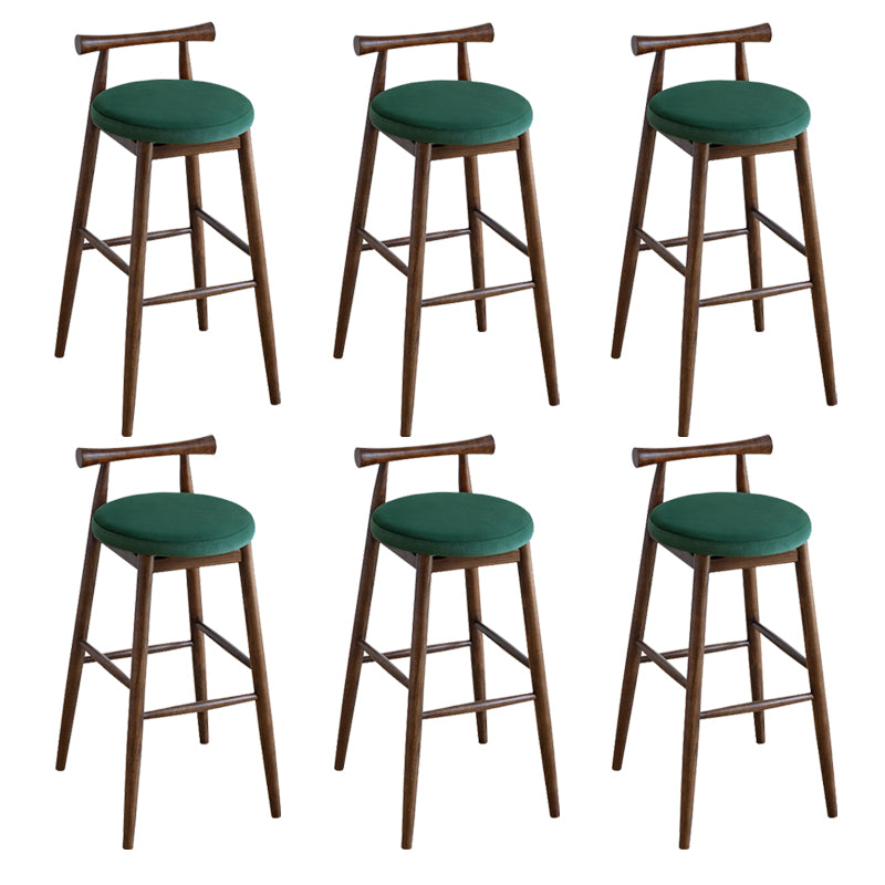 Faux Leather Armless Dining Stools Industrial Bar Stool with Wood Base