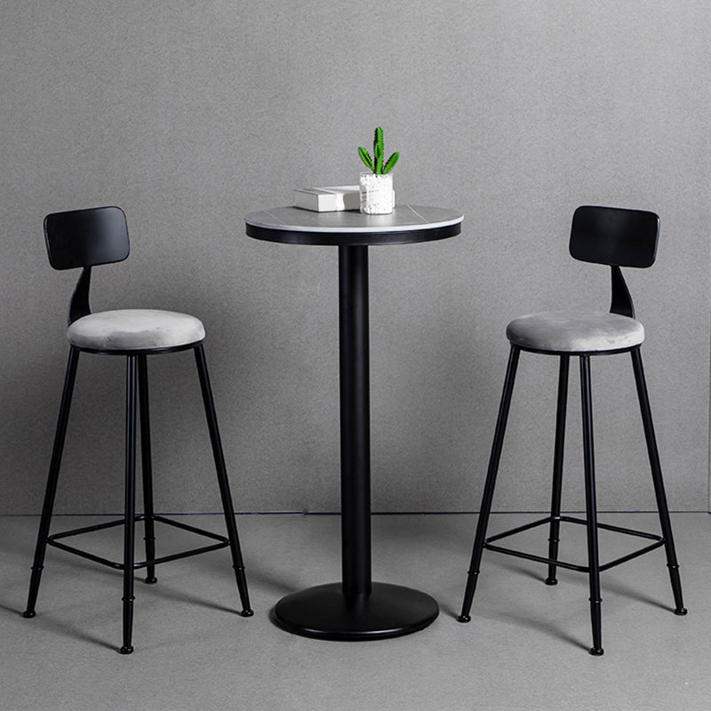 Industrial Gray Velvet Stools Metal Indoor Counter & Bar Stools