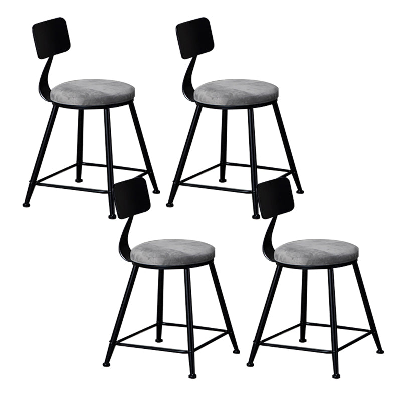 Industrial Gray Velvet Stools Metal Indoor Counter & Bar Stools