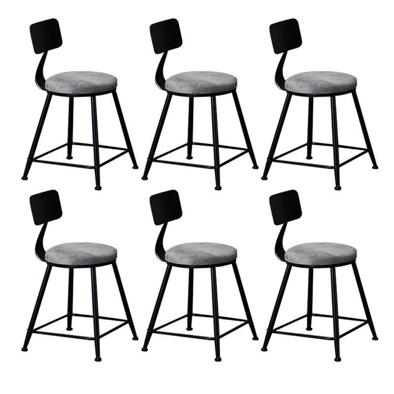 Industrial Gray Velvet Stools Metal Indoor Counter & Bar Stools