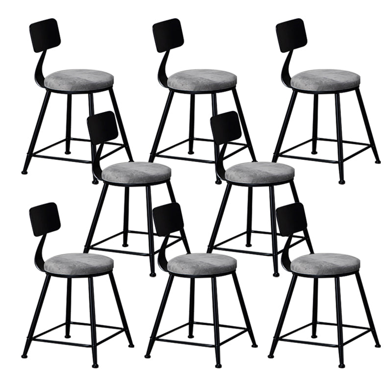 Industrial Gray Velvet Stools Metal Indoor Counter & Bar Stools