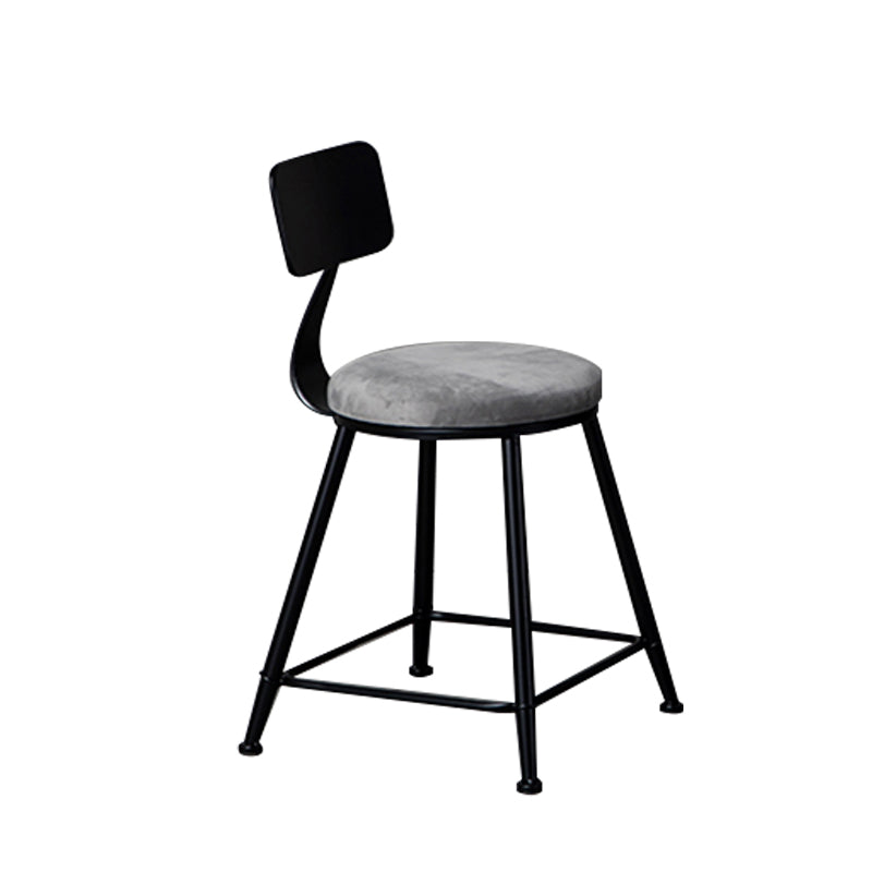 Industrial Gray Velvet Stools Metal Indoor Counter & Bar Stools