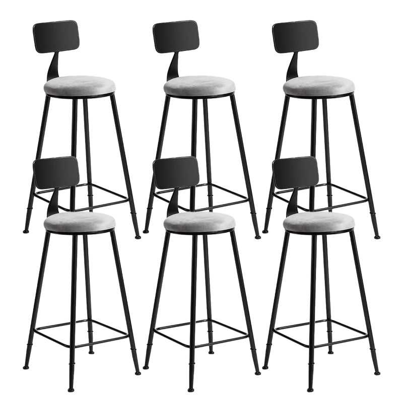 Industrial Gray Velvet Stools Metal Indoor Counter & Bar Stools