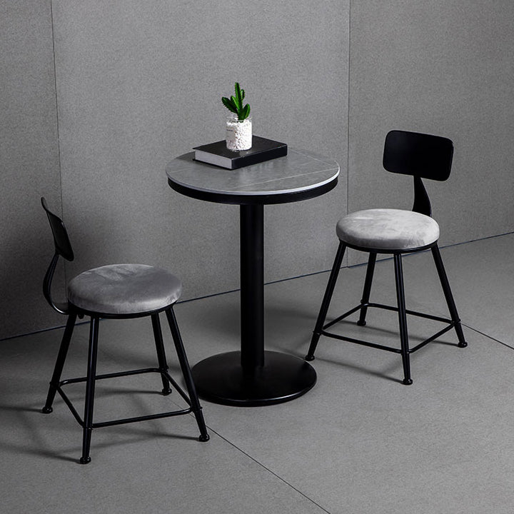Industrial Gray Velvet Stools Metal Indoor Counter & Bar Stools