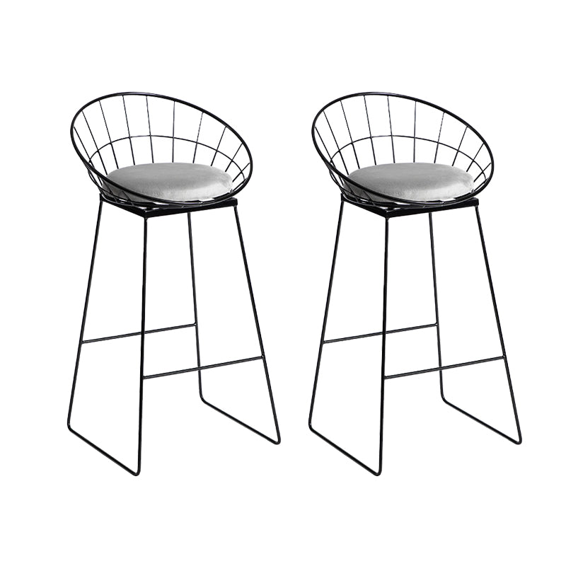Industrial Gray Velvet Stools Metal Indoor Counter & Bar Stools