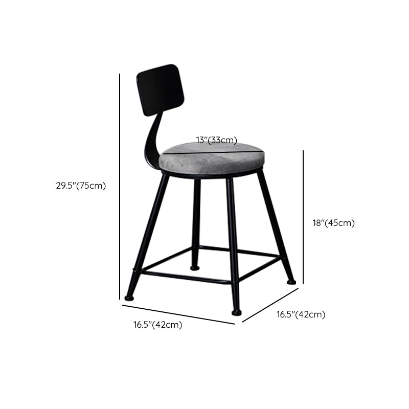 Industrial Gray Velvet Stools Metal Indoor Counter & Bar Stools