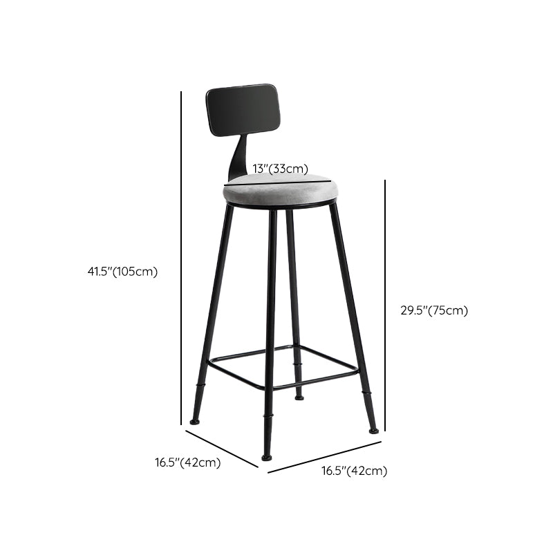 Industrial Gray Velvet Stools Metal Indoor Counter & Bar Stools