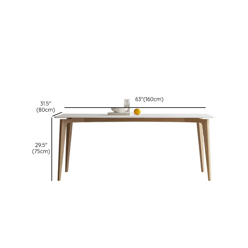 Simplicity Furniture Stone Rectangle Dining Room Table in White