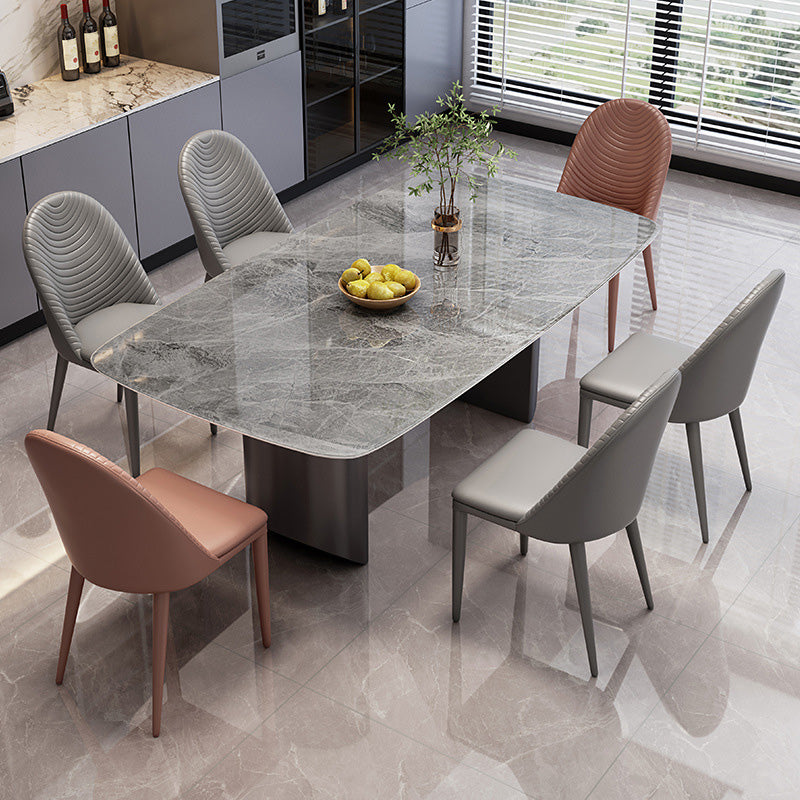 Simplicity Style Dinette Table Rectangle Stone Dining Room Table for Kitchen