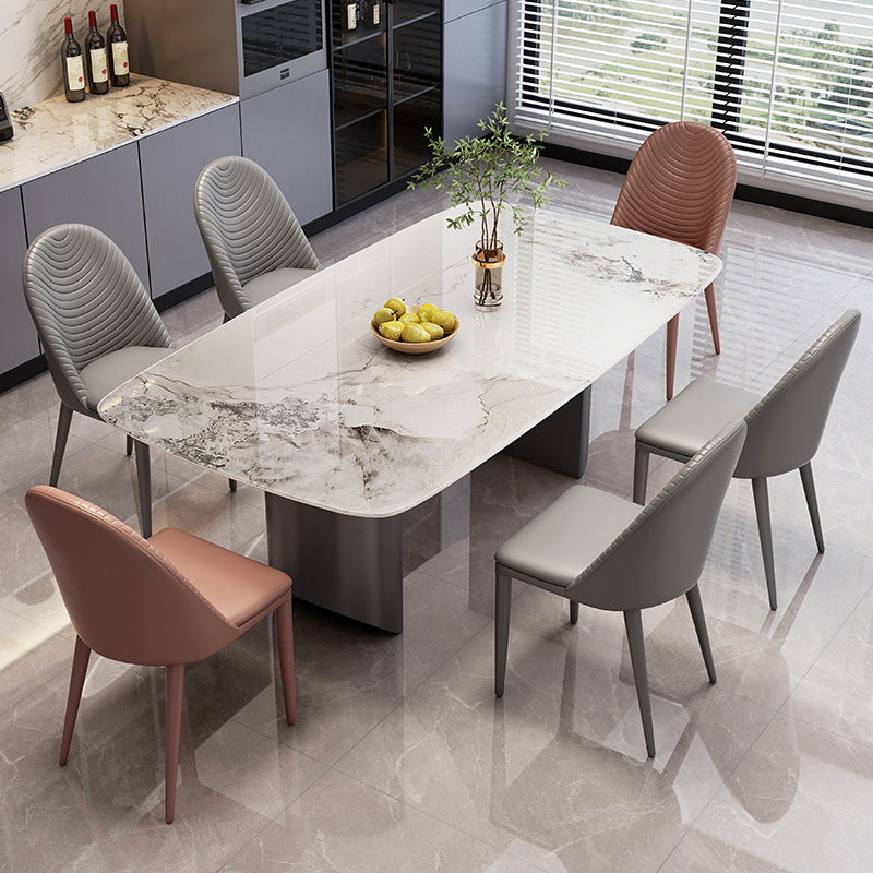 Simplicity Style Dinette Table Rectangle Stone Dining Room Table for Kitchen