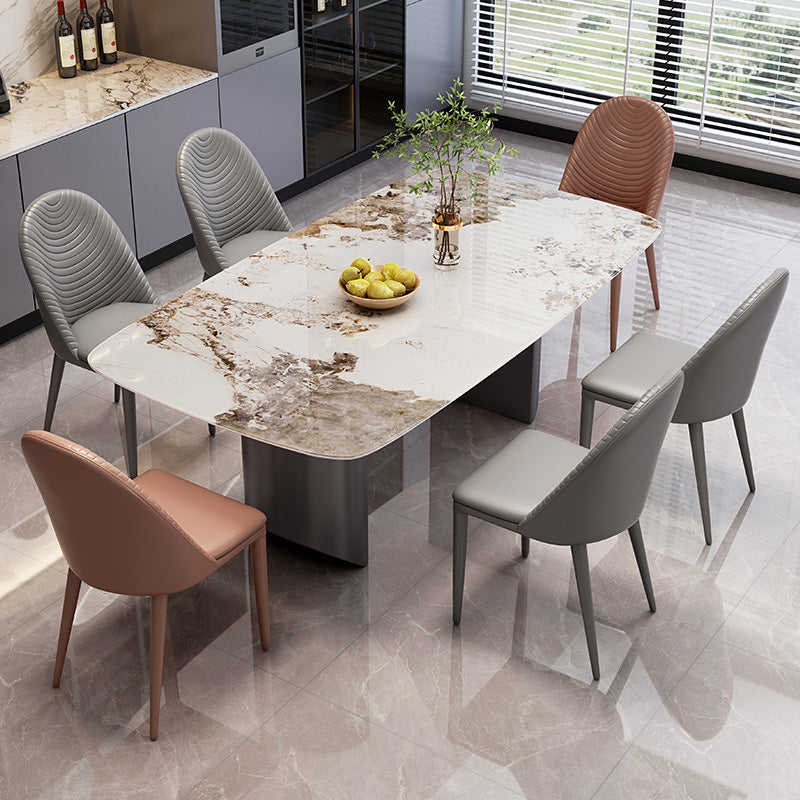 Simplicity Style Dinette Table Rectangle Stone Dining Room Table for Kitchen