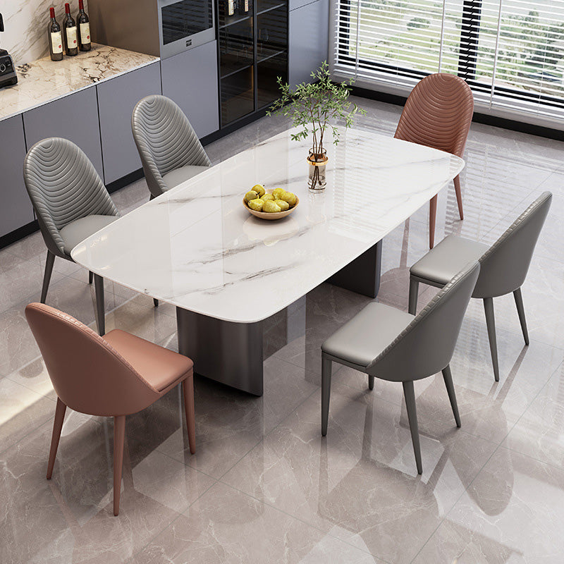 Simplicity Style Dinette Table Rectangle Stone Dining Room Table for Kitchen