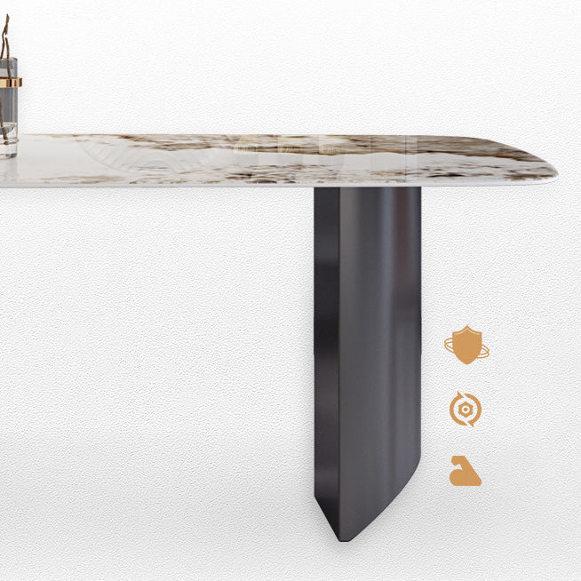 Simplicity Style Dinette Table Rectangle Stone Dining Room Table for Kitchen