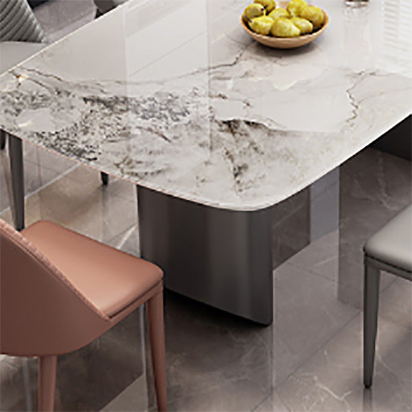 Simplicity Style Dinette Table Rectangle Stone Dining Room Table for Kitchen