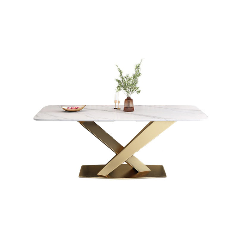 Glam Style Dinner Table Rectangle Stone Dining Room Table for Home