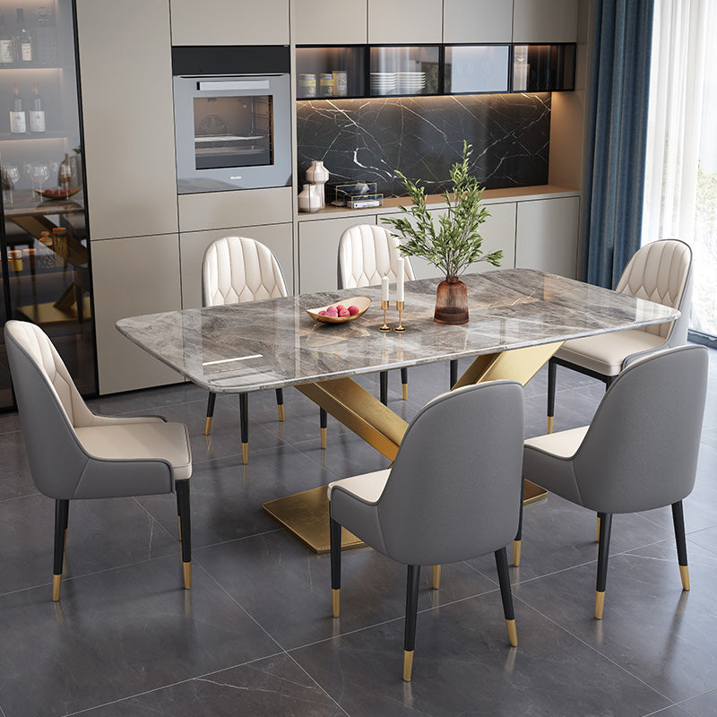 Glam Style Dinner Table Rectangle Stone Dining Room Table for Home