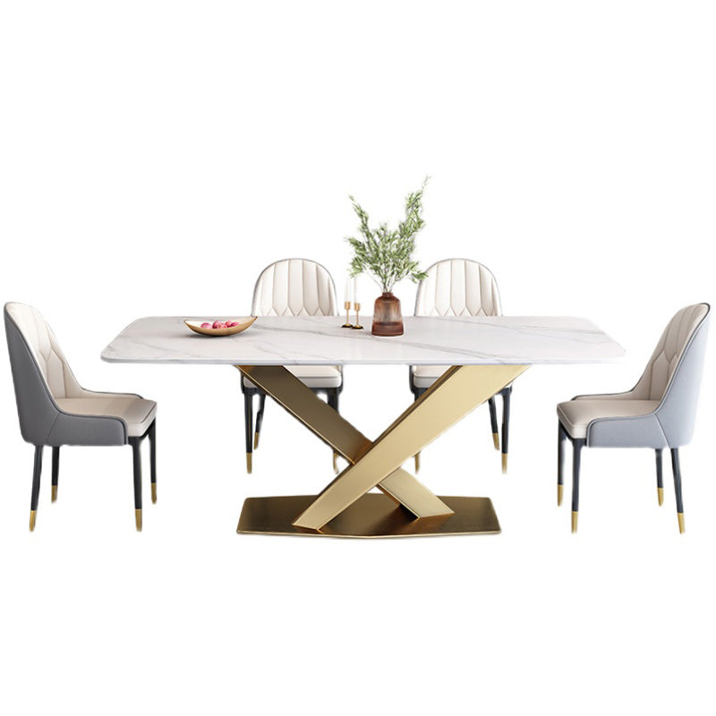 Glam Style Dinner Table Rectangle Stone Dining Room Table for Home