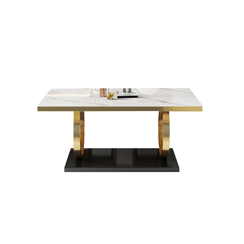 Glam Style Dinner Table Rectangle Stone Dining Room Table for Kitchen