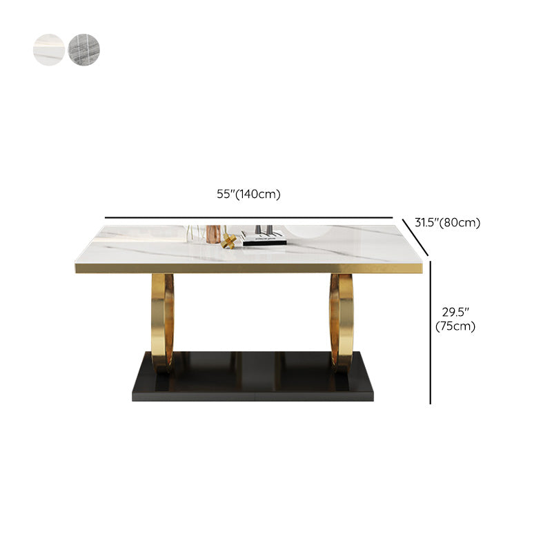 Glam Style Dinner Table Rectangle Stone Dining Room Table for Kitchen