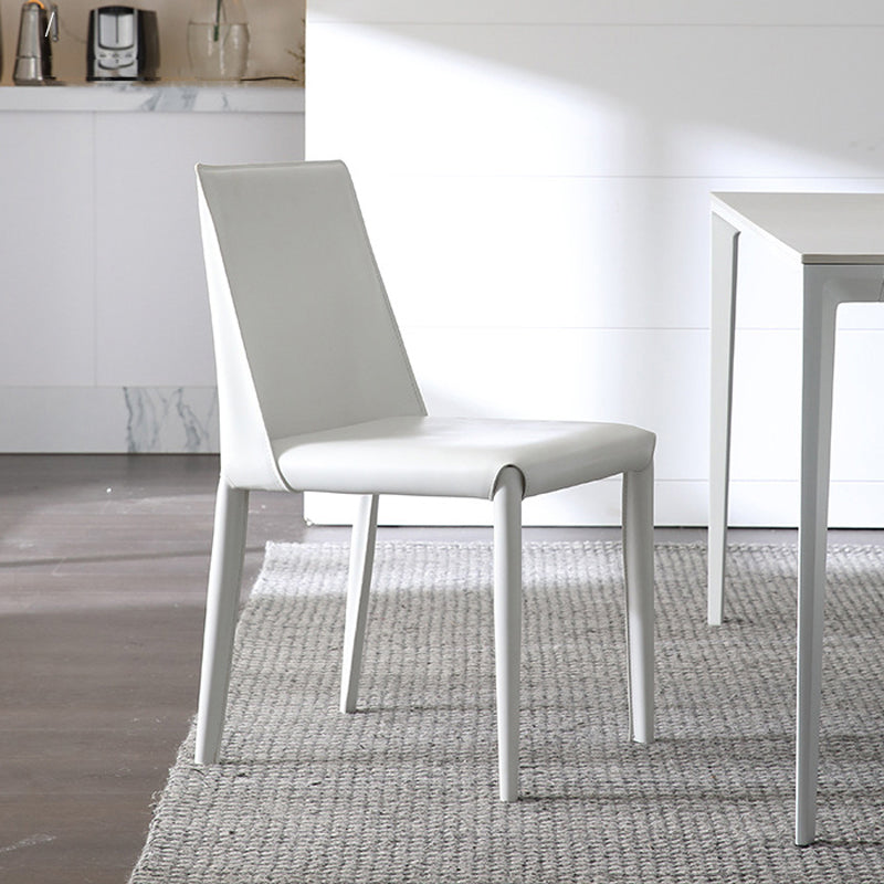 Parsons Armless Dining Chairs Indoor Dining Room Faux Leather Side Chair