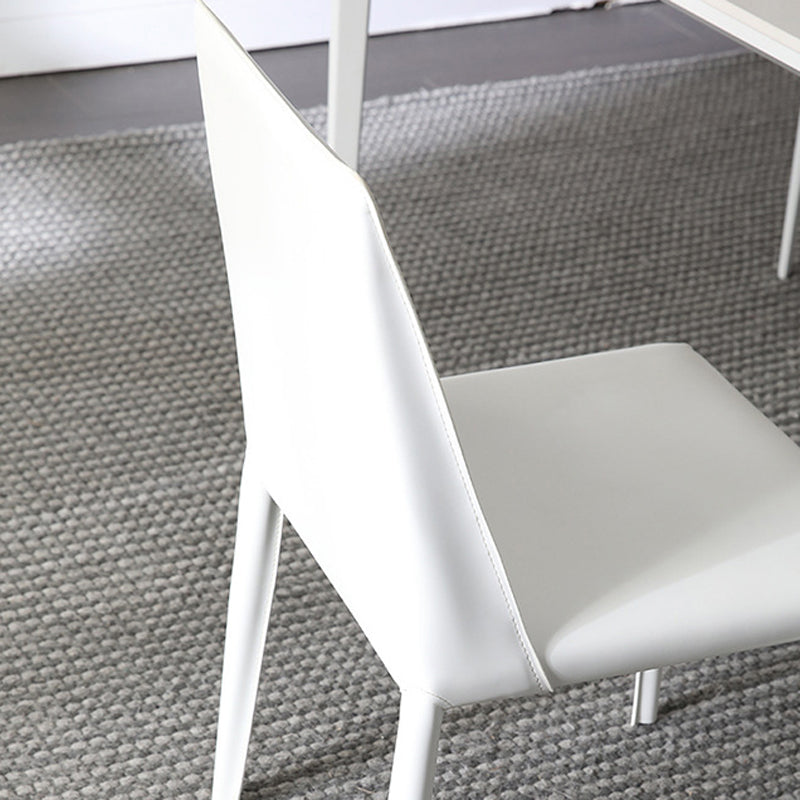 Parsons Armless Dining Chairs Indoor Dining Room Faux Leather Side Chair