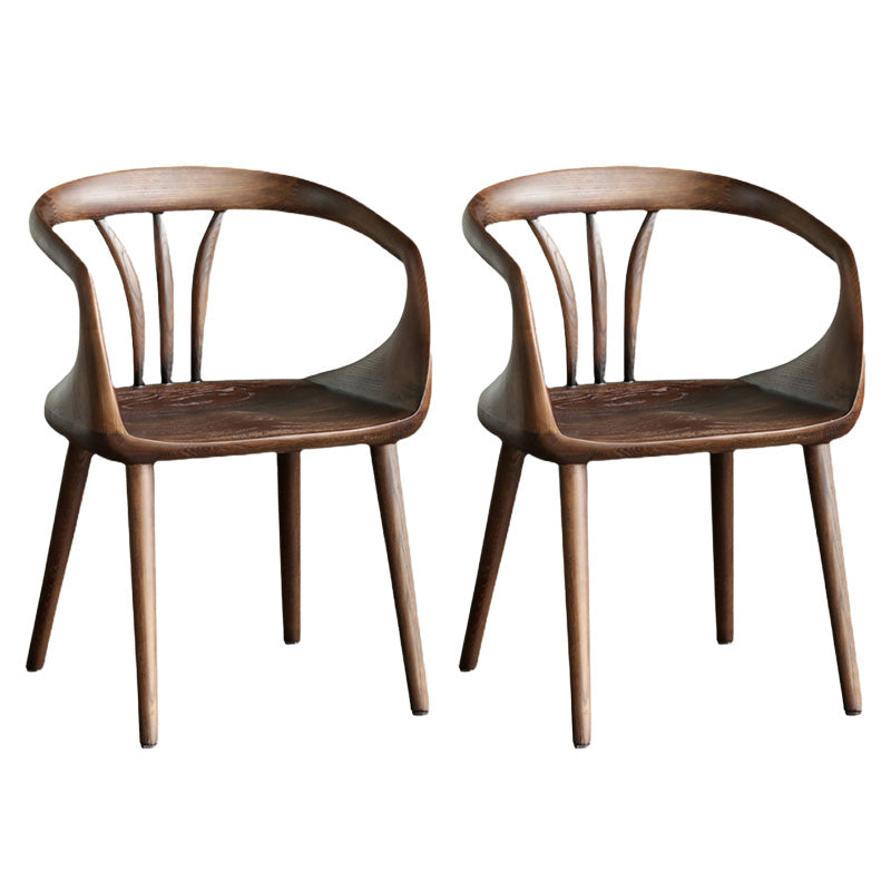 Contemporary Arm Chair Home Solid Wood Dining Chair in Walnut