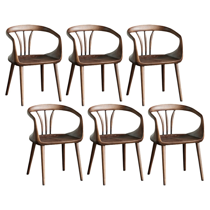Contemporary Arm Chair Home Solid Wood Dining Chair in Walnut