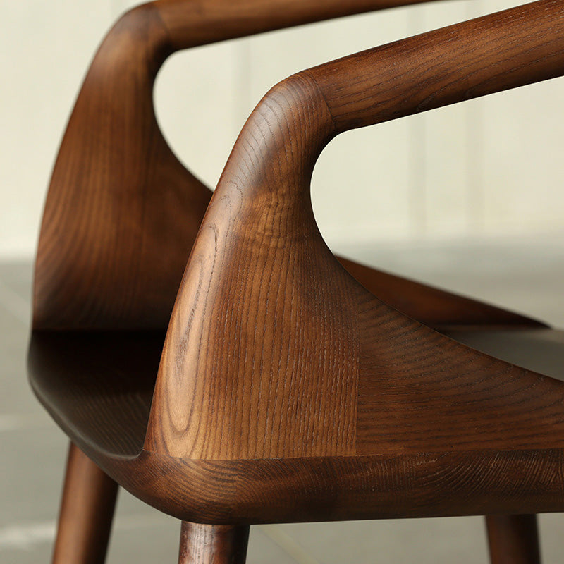 Contemporary Arm Chair Home Solid Wood Dining Chair in Walnut