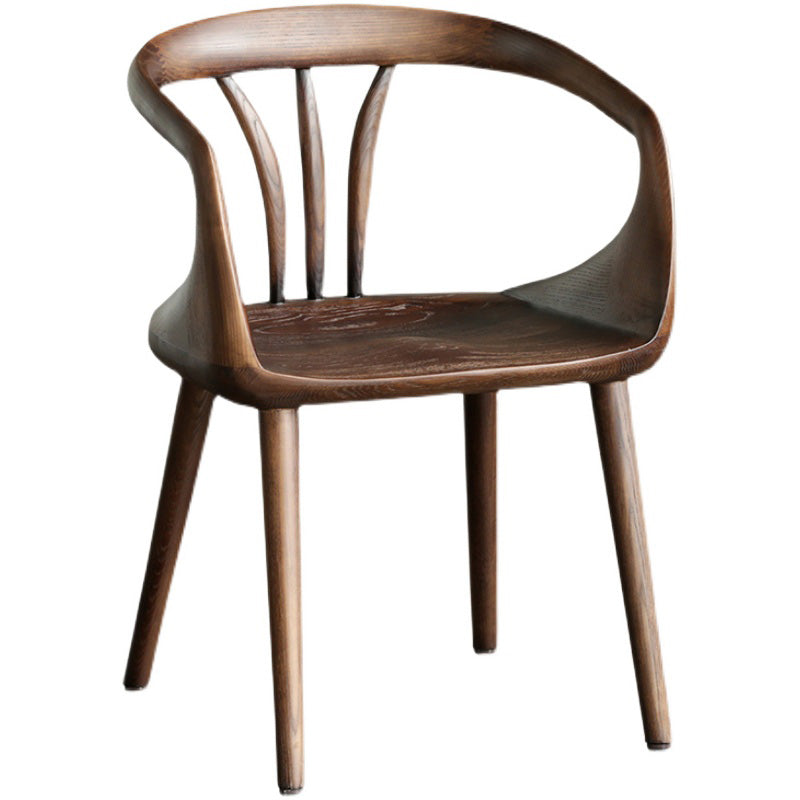 Contemporary Arm Chair Home Solid Wood Dining Chair in Walnut