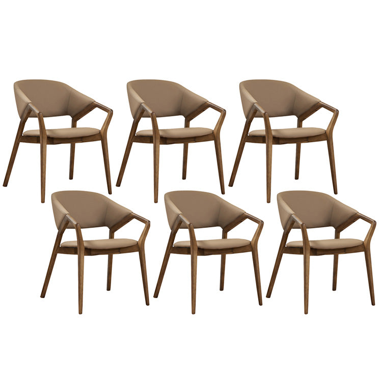 Contemporary Upholstered Arm Chair Home Solid Wood Dining Chair