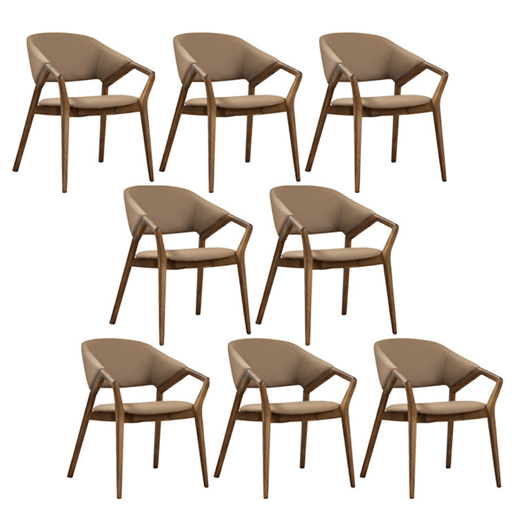 Contemporary Upholstered Arm Chair Home Solid Wood Dining Chair