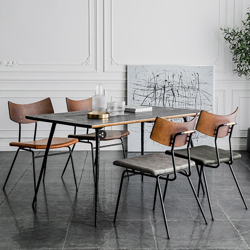 Metal Industrial Style Side Chair Open Back Armless Chair for Patio Use