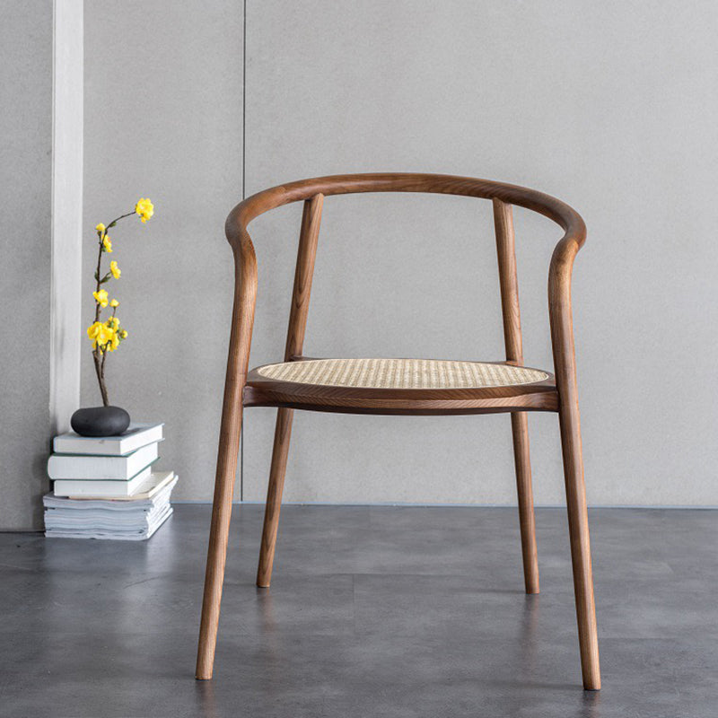 Contemporary Home Arm Chair Open Back Solid Wood Dining Chair