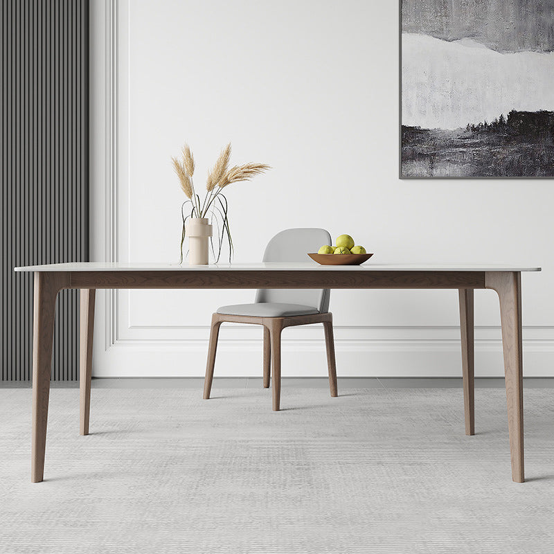 Contemporary Style 1/2/5 Pieces Dining Chairs Set Rectangle Stone Furniture in White