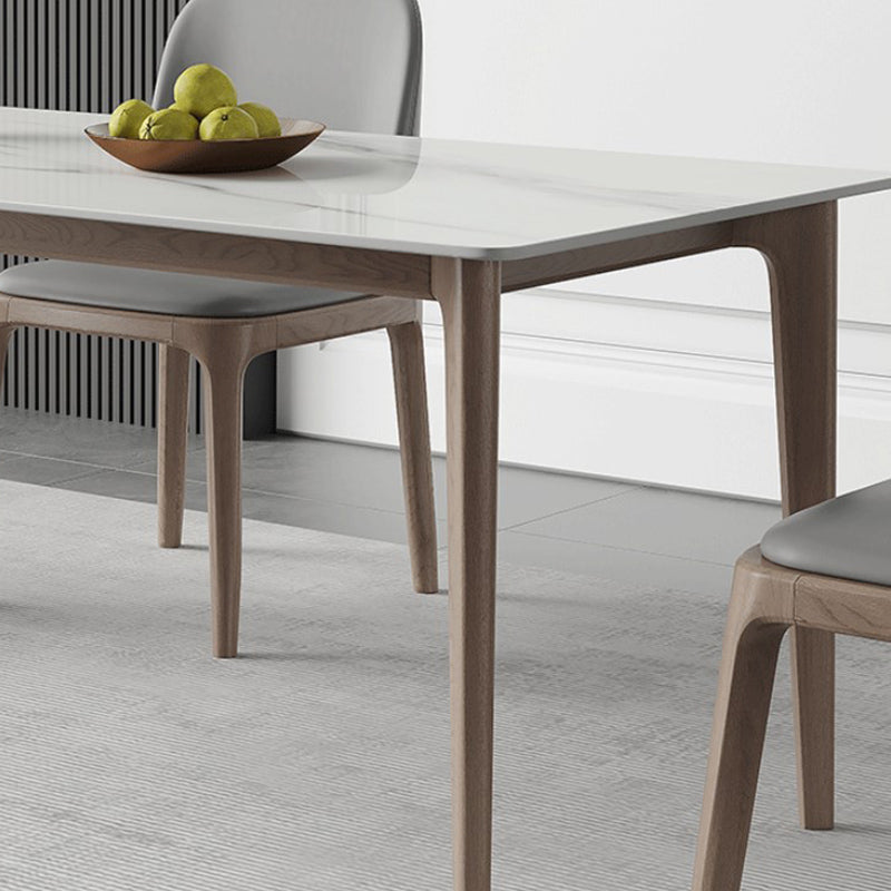 Contemporary Style 1/2/5 Pieces Dining Chairs Set Rectangle Stone Furniture in White