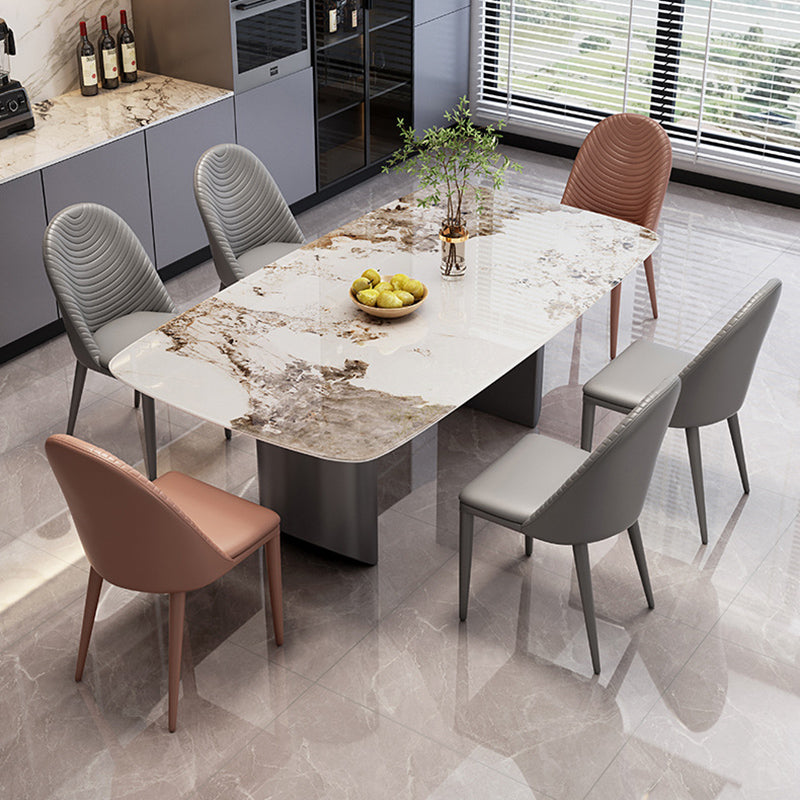 Modern Style 1/4/5/7 Pieces Dining Chairs Set Rectangle Stone Furniture in White