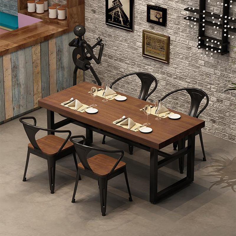 Industrial 1/3/5/7 Pieces Dining Set Rectangle Wood Dining Table for Cafe