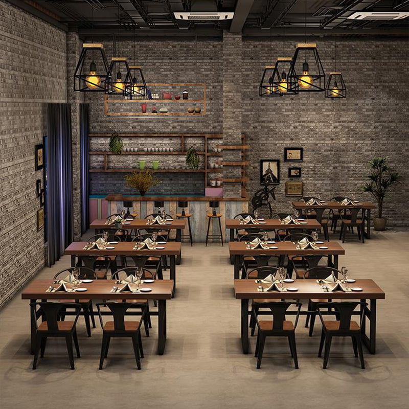 Industrial 1/3/5/7 Pieces Dining Set Rectangle Wood Dining Table for Cafe