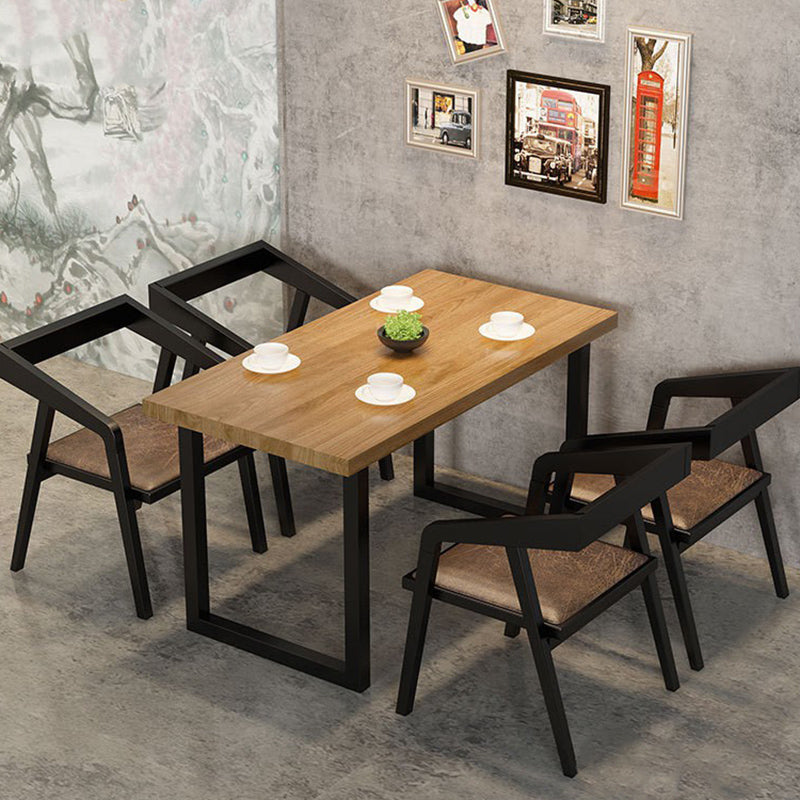 Industrial 1/5 Pieces Dining Set Rectangle Pine Wood Dining Table for Dining Room Cafe